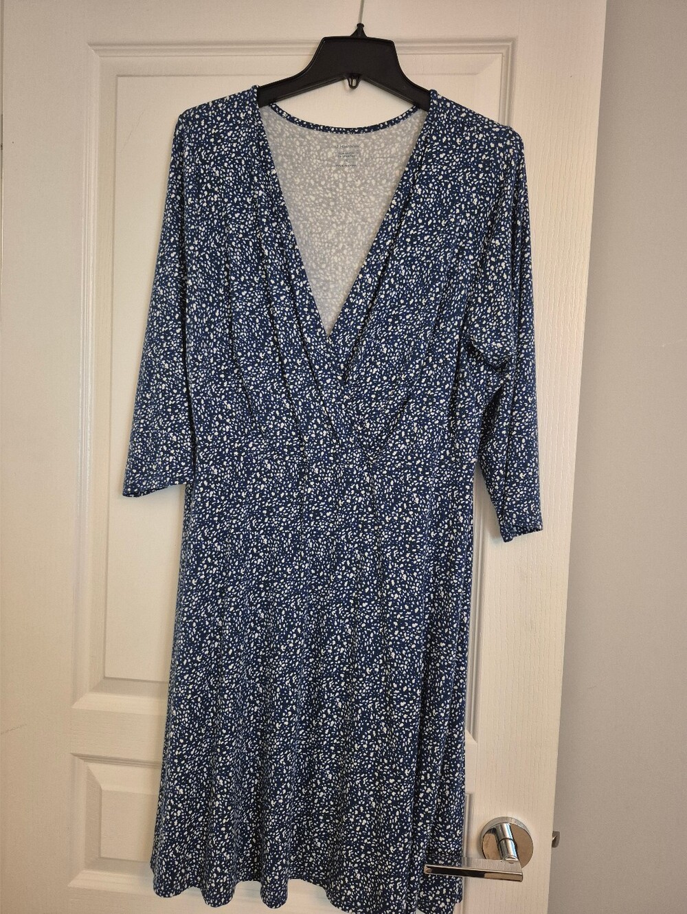 Blue Printed V-Neck Women’s Dress